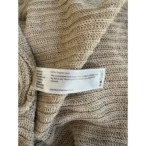 Eileen Fisher Women’s Organic Linen Cardigan Open Front Beige Knit Size L - Picture 3 of 5